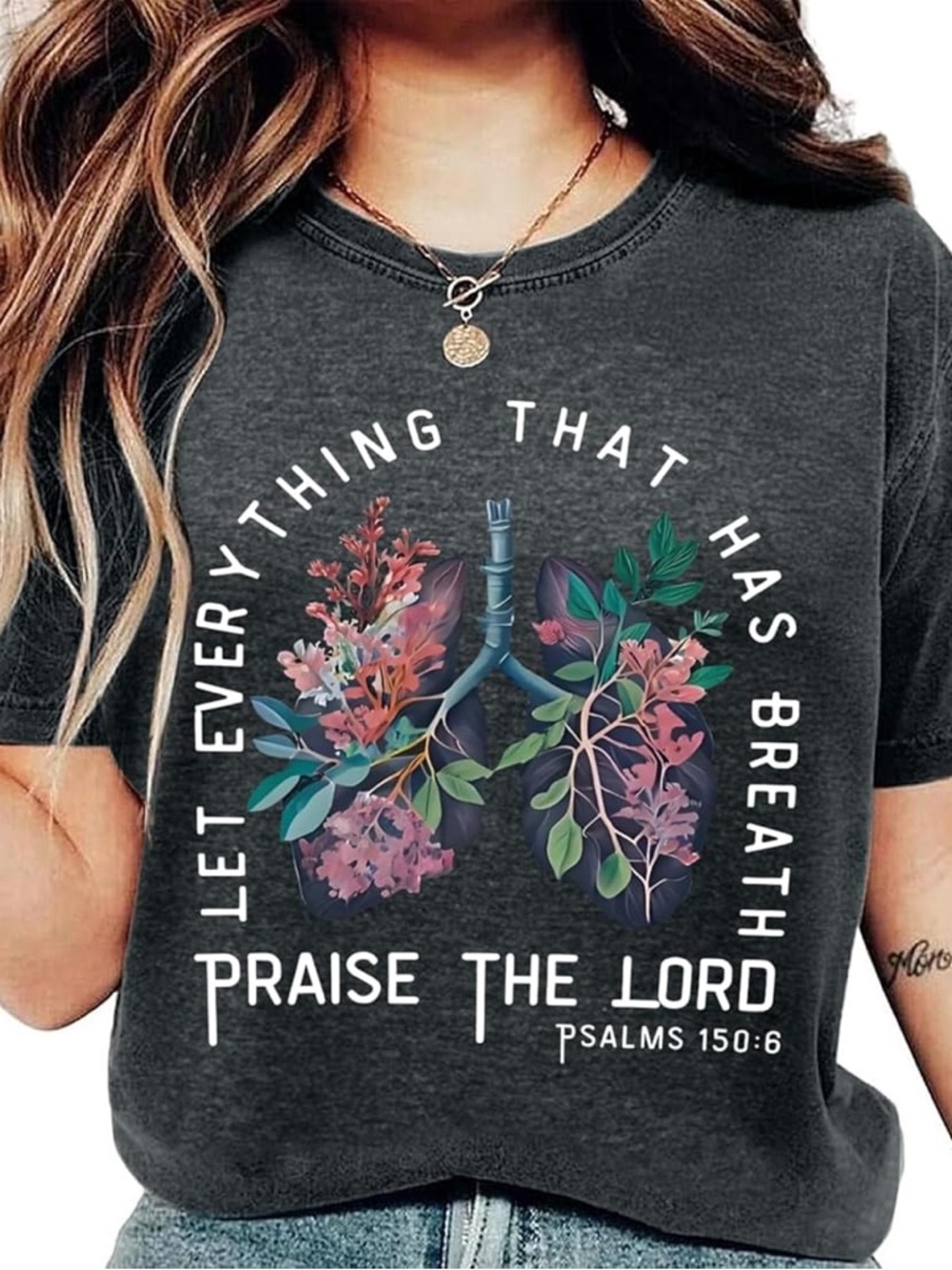Let Everything That Has Breath Praise The Lord Graphic Tee - Charcoal